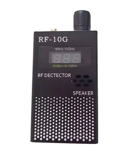 RF-10G Digital RF Detector Wireless Signal Strength Meter 1MHz-10GHz High Sensitivity Adjustable Alarm Rechargeable Battery Portable