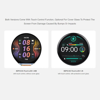 ESP32-S3 Touch LCD 1.46 inch Round Display WiFi Bluetooth Audio Play Dual-Core 6-Axis IMU Gyroscope Development Board