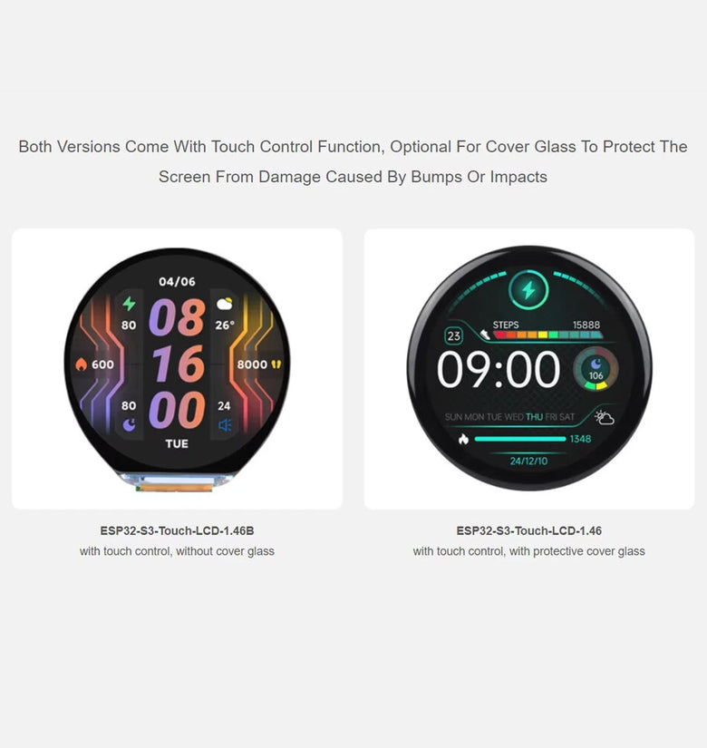 ESP32-S3 Touch LCD 1.46 inch Round Display WiFi Bluetooth Audio Play Dual-Core 6-Axis IMU Gyroscope Development Board