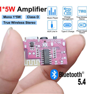 DC 3.5V-5V 5W Bluetooth 5.4 Mono Amplifier Decoder Board MP3 Player TWS 3.5mm AUX Module Receiver DIY Handmade Speaker