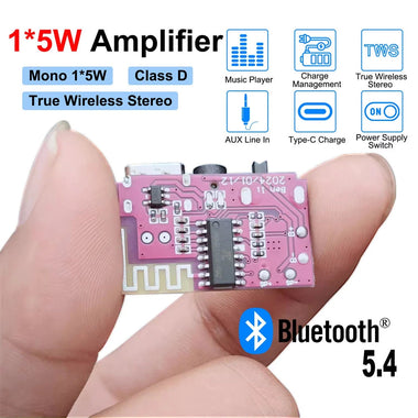DC 3.5V-5V 5W Bluetooth 5.4 Mono Amplifier Decoder Board MP3 Player TWS 3.5mm AUX Module Receiver DIY Handmade Speaker