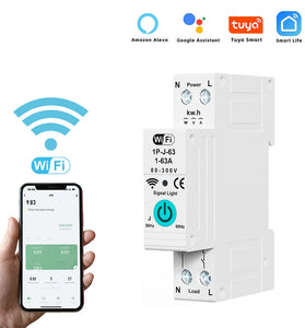Smart WiFi Circuit Breaker with Remote Control Voice Activation Adjustable Over Current Protection Energy Metering Easy Installation for Efficient Home Power Management