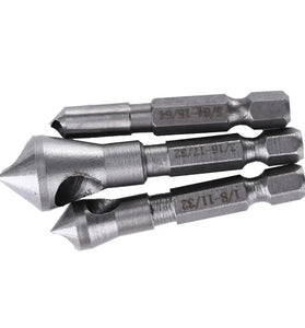 Drillpro 3pcs Countersink Drill Bit HSS Deburring Drill Bit Woodworking Metal Tool