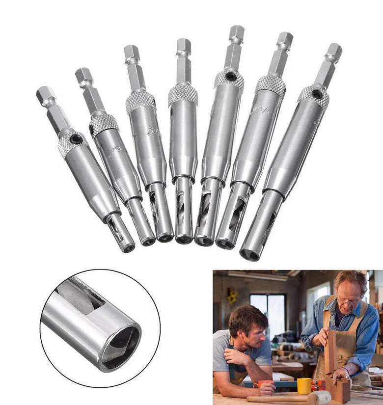 Drillpro 7pcs HSS Self Centering Hinge Drill Bit Door Window Cabinet Woodworking Hole Puncher