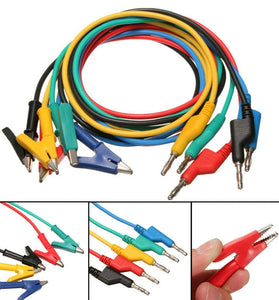 DANIU 5Pcs 1M 4mm Silicone Banana Plug to Crocodile Alligator Clip Test Probe Lead Wire Cable