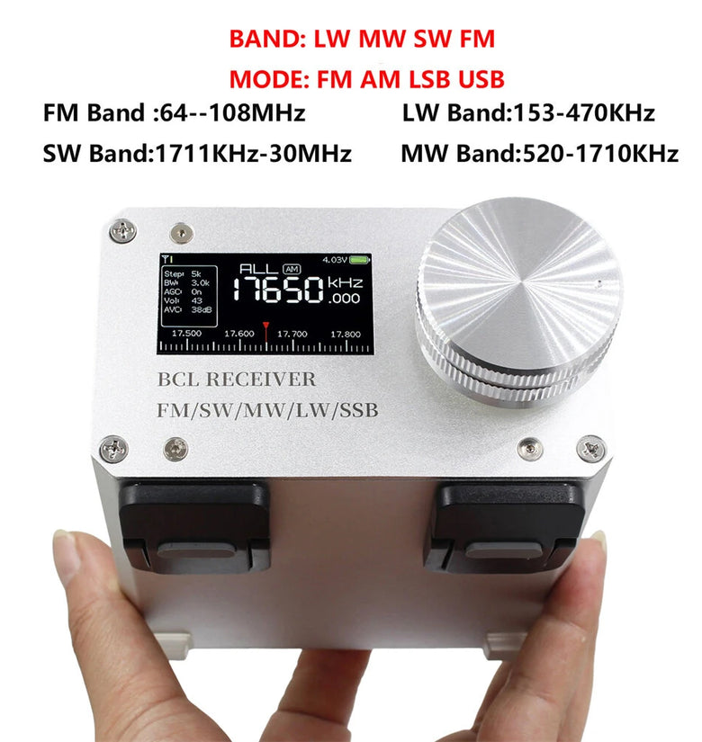 Si4732 Full Band Radio Receiver FM LW MW SW SSB Aluminum Alloy BCL High-Performance WiFi BNC Connector Digital Decoding Longwave Shortwave High Fidelity Sound Speaker
