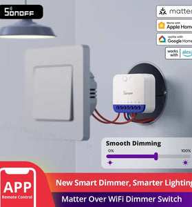 SONOFF MINI-DIM MINI Extreme Matter Over WiFi Dimmer Switch Wide Lighting Compatibility Matter-enabled Google Apple Home Alexa
