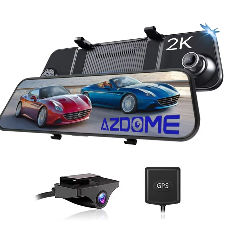 AZDOME PG17 11.8inch Car Mirror DVR GPS 2K Dual Cameras Touch Screen RearView Stream Media Video Recorder Night Vision Dash Cam