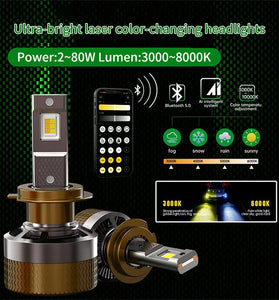 INFITARY Car LED Headlight IP68 Waterproof Bluetooth 5.0 APP Control Color Temperature Adjustment Automotive Headlights