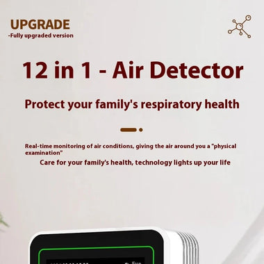 NEW 12 in 1 Air Quality Monitor Formaldehyde Space Contrast Function TVOC CO CO2 PM2.5 PM10 Temperature Humidity LCD Display Rechargeable Precision Sensor Real Time Detection Compact Design ZN-MT14