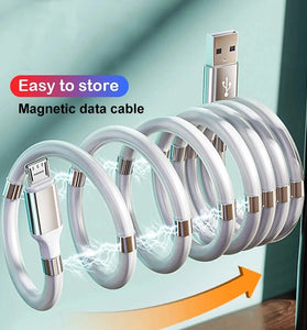 3A USB-A to Type-C Magnetic Stroage Cable Fast Charging Data Transmission Copper Core Line 1M/1.8M Long for iPhone 15 15 Plus for Huawei Pura 70 Ultra for Samsung Galaxy S24 for Xiaomi Civi 4 Pro