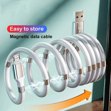 3A USB-A to Type-C Magnetic Stroage Cable Fast Charging Data Transmission Copper Core Line 1M/1.8M Long for iPhone 15 15 Plus for Huawei Pura 70 Ultra for Samsung Galaxy S24 for Xiaomi Civi 4 Pro
