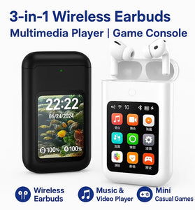 A98BOX 3-in-1 TWS bluetooth Earbuds Charging Power Bank Earphone with 2.8-inch HD Screen 13mm Moving Coil ENC Noise Cancelling 8000mAh Battery Multimedia Player Portable Earbuds Built-in Flashlight