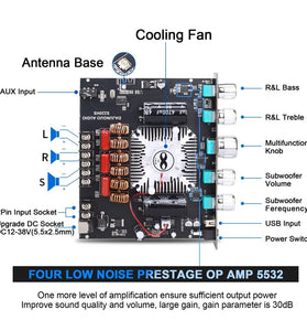 S220HS bluetooth Power Amplifier Board 2.1 Channel TDA7498E 160Wx2+220W 12V-38V Audio Power Amplifier Module