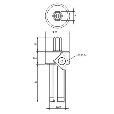 HONGDUI Reamer Tool Chamfer Tool for 20mm Dog Holes S136 Steel Body Tungsten Carbide Chamfer Cutter 9mm Hex Shank Woodworking Bench Dog Hole Repair Tool for MDF/HDF/Plywood/Hardened MDF