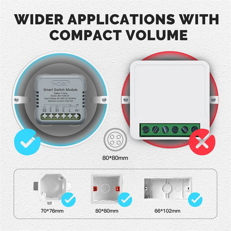 MoesHouse Tuya Zigbe Intelligent Switch Module Portable Home Automation DIY Switch Compatible with Alexa Google Assistant