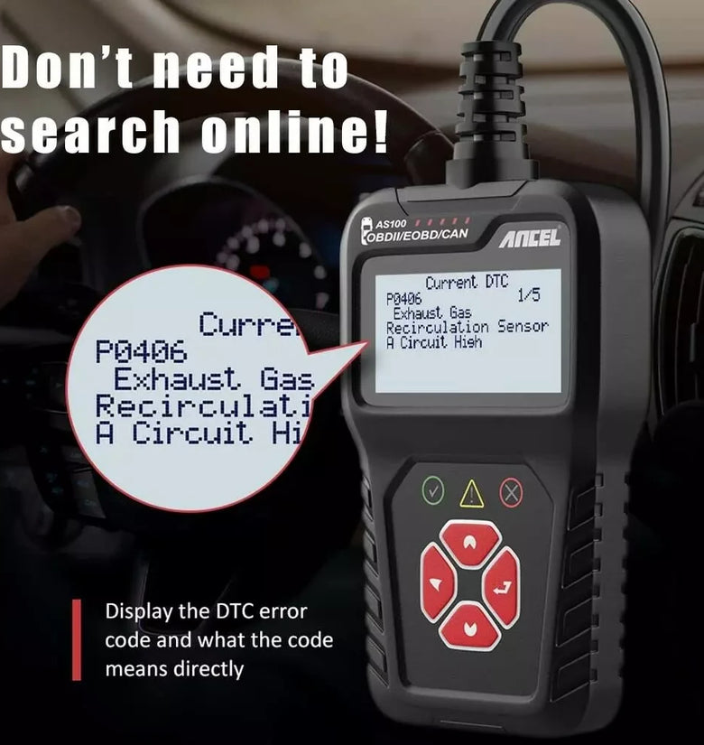 ANCEL AS100 OBD2 Scanner Car Code Reader Diagnostic Scan Tool Check Engine Fault  Read Codes Clears Codes