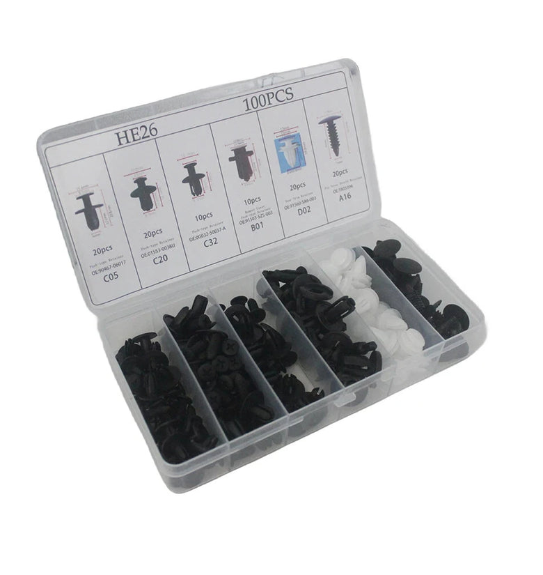 100pcs Auto Fastener Clip Kit Fender Rivet Clips Car Body Push Retainer Pin Rivet Bumper Door Trim Panel Retainer Car Clips