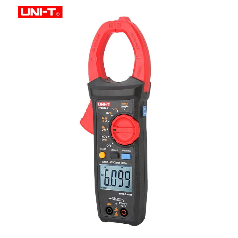 UNI-T Digital Clamp Meter UT206A+ 1000V AC DC Voltage 1000A Current Auto Range Temp Resistance Multimeter Ammeter Tester