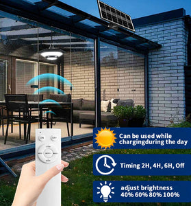 228LED Motion Sensor Solar Pendant Light Outdoor Waterproof with Remote Control 3 Modes Garden Light