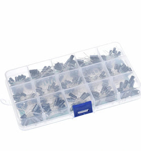 200PCS 15 Values 0.1UF-220UF In-line Electrolytic Capacitor Assortment Kit 10V 16V 25V 50V