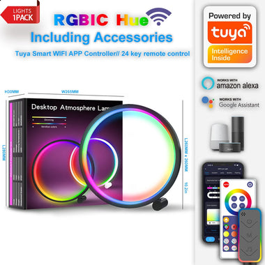 10-Inch 46LED Smart Wifi Creative Desk Lamp RGBIC Colorful Desktop Atmosphere Lamp Gaming Desk Atmosphere Lamp