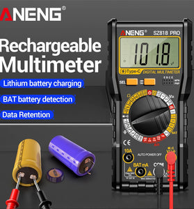 ANENG SZ818 SZ818PRO Digital Multimeter True RMS 1000V Voltage 10A Current Measurement Rechargeable Type-C Battery Detection Accurate NCV Tester Electrical Multimeter for Home and Industrial Use