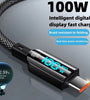 100W USB-A to Type-C Digital Display Cable Fast Charging Data Transmission Tinned Copper Core Line 1.2M Long for iPhone 15 15 Plus for Samsung Galaxy Z Fli6 for Huawei Nova Flip