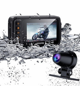 AZDOME Motorcycle Driving Recorder Front Rear Dual Lens DVR BSD Warning Function Waterproof Lens HD Wide Angle GPS Track M600