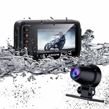 AZDOME Motorcycle Driving Recorder Front Rear Dual Lens DVR BSD Warning Function Waterproof Lens HD Wide Angle GPS Track M600