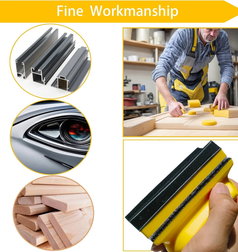 16 PCS Handheld Hand Sanding Blocks Set Hook and Loop Interchangeable Design for Diverse Applications Perfect for DIY Enthusiasts