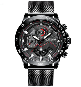 CRRJU Mens Multi-function Six-hand Chronograph Watch Fashion Sport Watches with Date Display Waterproof Quartz Wristwatches Men Watches