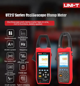 2IN1 UNI-T UT217A UT217B Oscilloscope Multimeter Clamp Meter 1000V AC DC 1000A True RMS Bluetooth Recorder 18650 Lithium Battery NCV Testing Tool