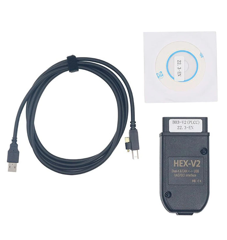VCDS 24.7 Scanner Tool Cable OBD2 Diagnostic Multi-language HEX V2 Wesheu VCDS COM for VAG for Audi/Skoda/Volkswagen