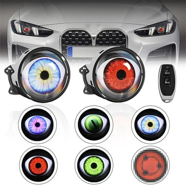 LED Headlight with Dual Dynamic Devil Eye Design Multiple Modes for Cars Motorcycles Universal