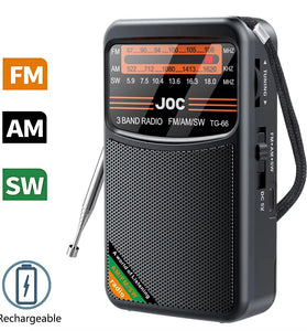 TG-66 Portable Radio AM FM SW Pocket Radio with Rechargeable Battery Good Reception Supports Wired Earphone Mini FM Receiver Radios