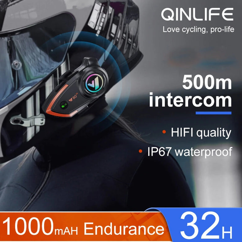 Coralme Y80 2X Motorcycle Intercom Helmet Bluetooth Headset 800 Meters Two-Person Intercom Suitable For Third-Party Helmet Headset