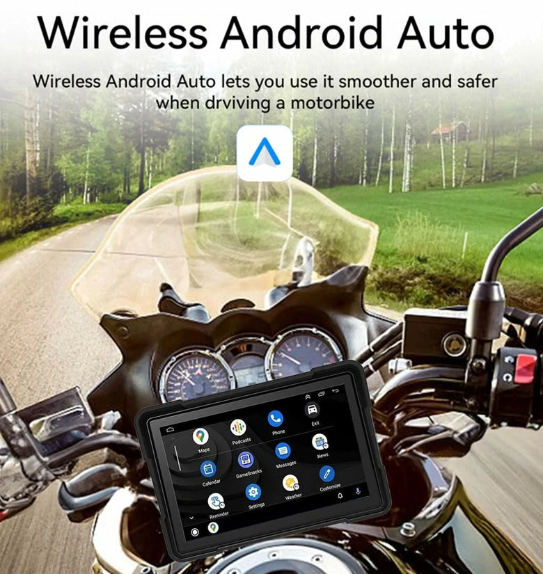 5 Inch Motorcycle Touchscreen Wireless Carplay Player DVR Android Front Rear Dual Camera bluetooth IP66 Waterproof with GPS Navigation