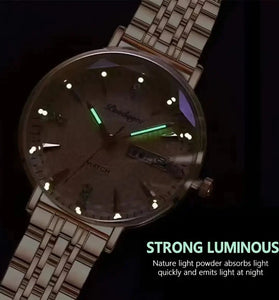 POEDAGAR Women Luxury Rhinestone Quartz Watch Waterproof Luminous Wristwatch Calendar Analog Stainless Steel Wrist Watch Elegant Ladies Watches