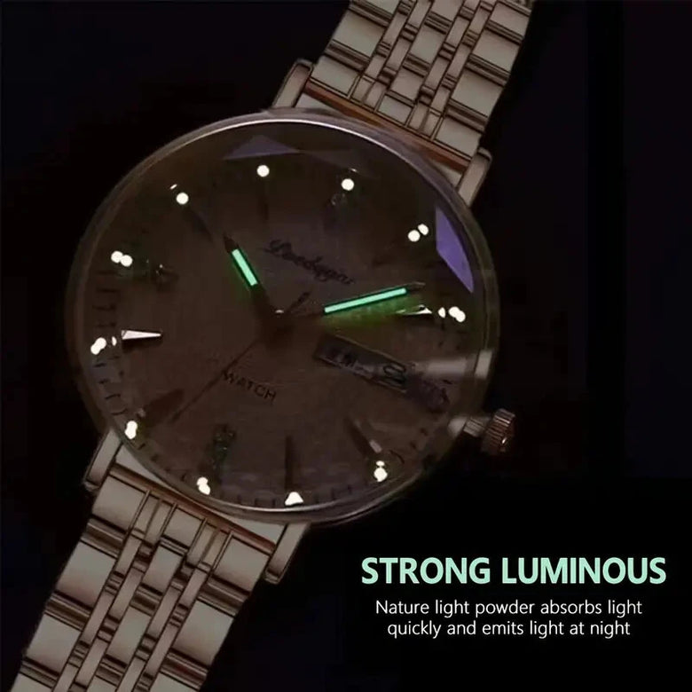 POEDAGAR Women Luxury Rhinestone Quartz Watch Waterproof Luminous Wristwatch Calendar Analog Stainless Steel Wrist Watch Elegant Ladies Watches