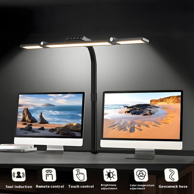 24W LED Foldable Desk Lamp Adjustable Brightness & Color Temperature With Flexible Gooseneck 360 Rotatable Clamp for Study Home & Office