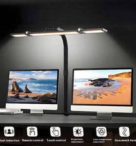 24W LED Foldable Desk Lamp Adjustable Brightness & Color Temperature With Flexible Gooseneck 360 Rotatable Clamp for Study Home & Office