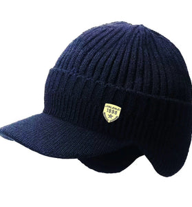 Collrown Men Winter Knitted Hat Outdoor Cycling Ear Protection Warmth Peaked Cap Riding Thick Earmuffs Beanie Hats