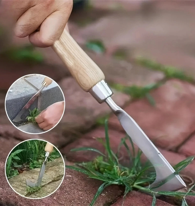 Weeding Machine with Crack Weeding Feature Ergonomic Wood Handle Versatile Garden Tool for Uprooting Weeds Ideal Gardening Tool for Lawn and Yard Care