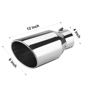 Universal 4 Inch Inlet 6 Inch Outlet Exhaust Tip 12 Inch Length Tailpipe Anti-Corrosive High Temperature Resistant Angle Cut Design Car Truck Accessories