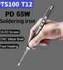PTS100 T12 PD 5-20V 65W Portable Electric Soldering Iron CNC Metal Body Temperature Adjustable Solder Welding Station