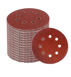 125mm 5 Inch Round Sandpaper 8 Hole Hook and Loop Sanding Discs for Wood Metal Polishing Rust Removal #60/80/100/120/150/180/240/320/400/600 Grits