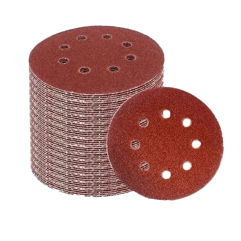 125mm 5 Inch Round Sandpaper 8 Hole Hook and Loop Sanding Discs for Wood Metal Polishing Rust Removal #60/80/100/120/150/180/240/320/400/600 Grits