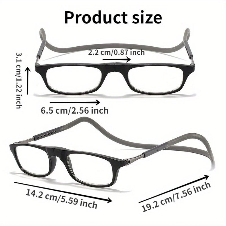 1 Pcs Lightweight Portable Soft Tape Hanging Neck Magnetic Reading Glasses Comfortable HD Anti-blue Light Presbyopia Glasses