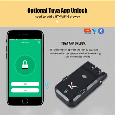 WAFU 026 Home Invisible Remote Control Security Door Lock Graffiti Smart Electronic Lock No Hole Design Dual System Dual Motor